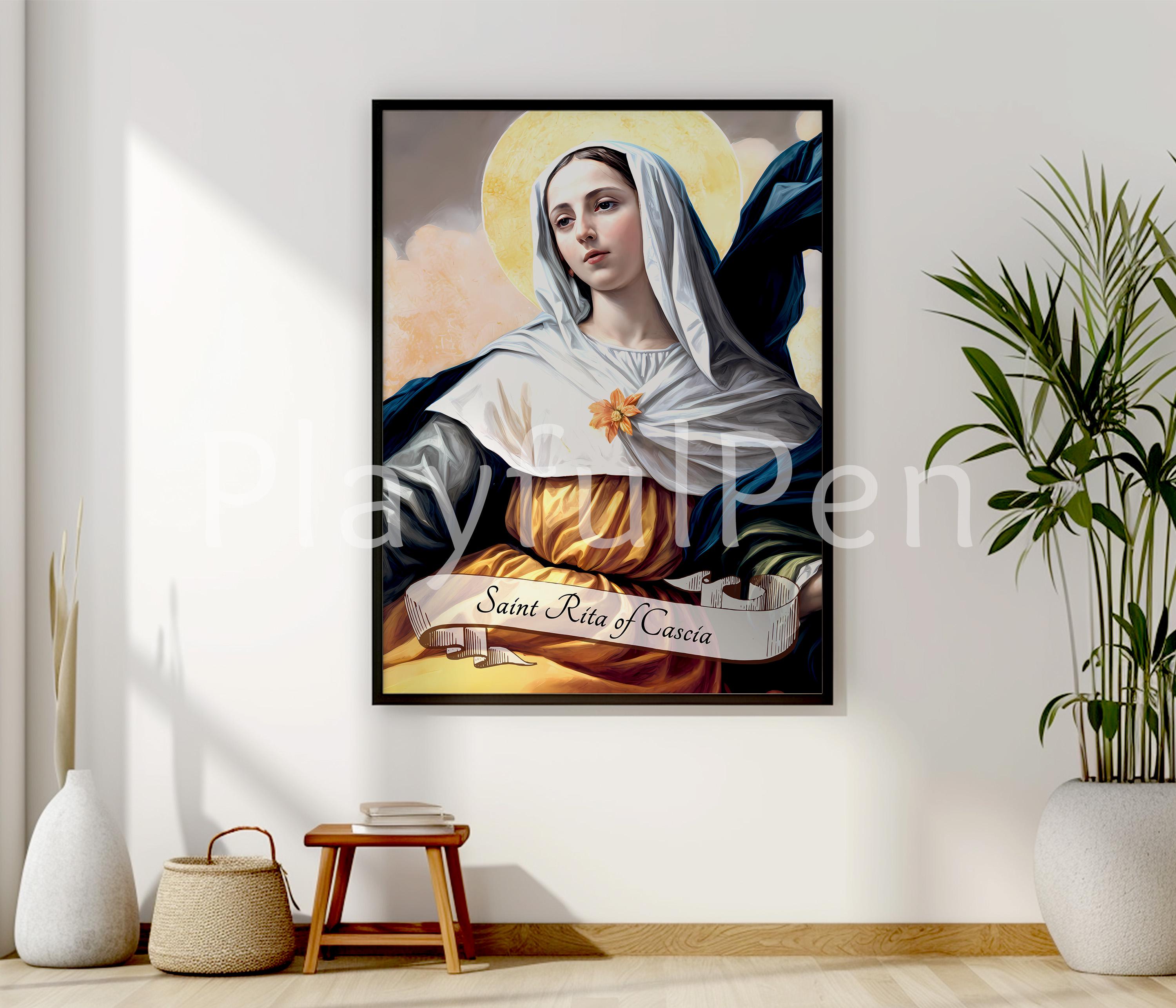 Saint Rita of Cascia Printable Wall Art, Catholic Poster Print ...