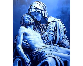 La Pieta druckbare Kunst, traurige Maria katholische Poster (digitaler Download)