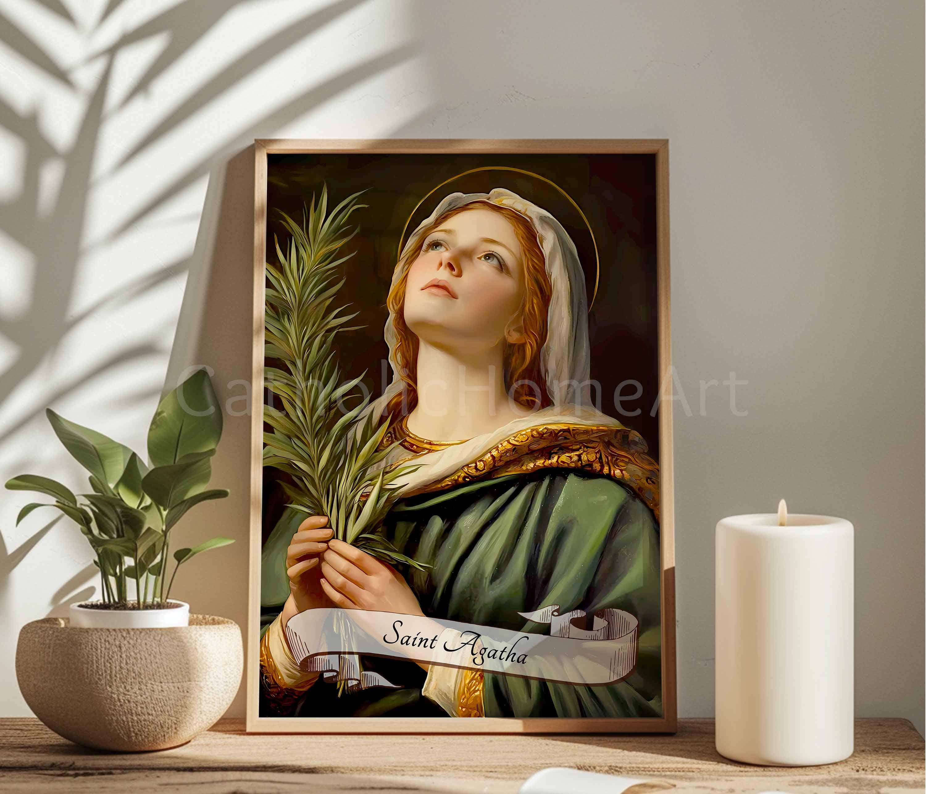 シチリアの聖アガタの印刷可能な壁アート、聖アガタの絵、カトリック