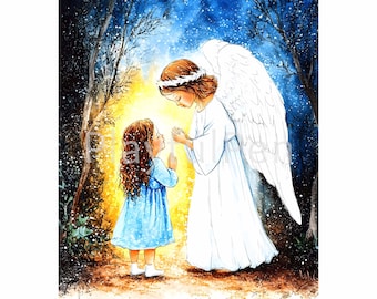 子供を守る守護天使 カトリックのイラスト 平和の天使 デジタル