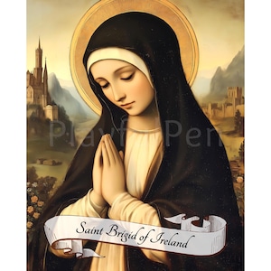 Saint Brigid of Ireland Printable Wall Art, Catholic Poster Religious Saints Art Print, St Brigid Poster, Instant Digital Download