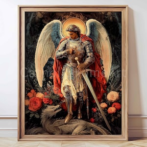 Saint Michael the Archangel Printable Wall Art, St Michael Catholic ...