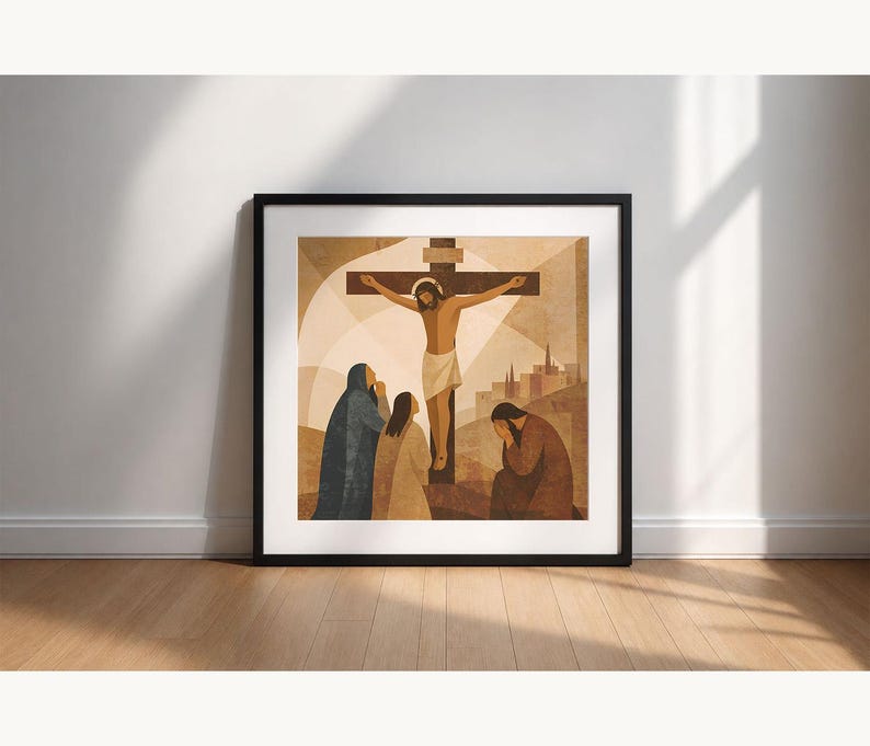 Jesus Cross Wall Art Printable SQUARE Poster, Modern Scripture Wall Art ...