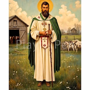 Saint Patrick Wall Art, Irish Catholic Traditional Poster Print, Catholic Printable Religious Art, Instant Digital Download