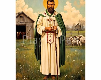 Saint Patrick Wall Art, Irish Catholic Traditional Poster Print, Catholic Printable Religious Art, Instant Digital Download