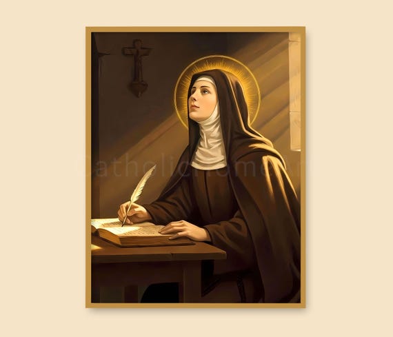 アビラの聖テレサの印刷可能な壁アート、イエスの聖テレサのキリスト教