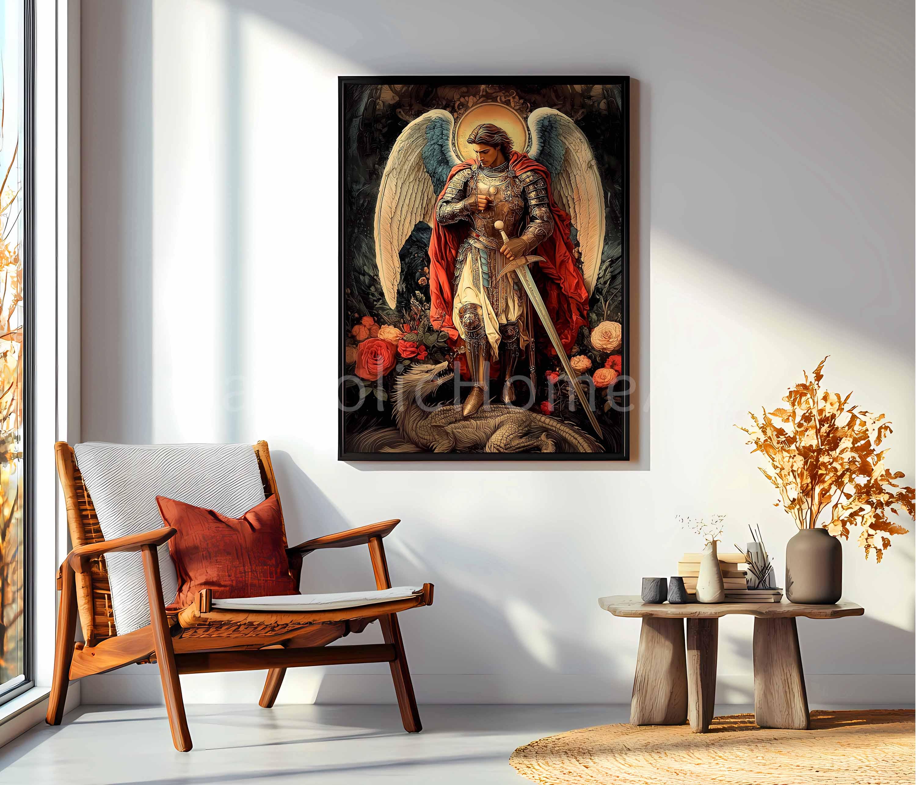 Saint Michael the Archangel Printable Wall Art, St Michael Catholic ...