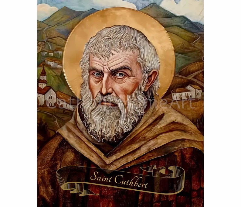 St Cuthbert Printable Wall Art, Saint Cuthbert of Lindisfarne ...
