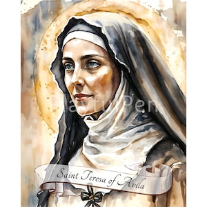 Sainte Thérèse d&#39;Avila, art mural imprimable, impression affiche catholique, art religieux en téléchargement numérique