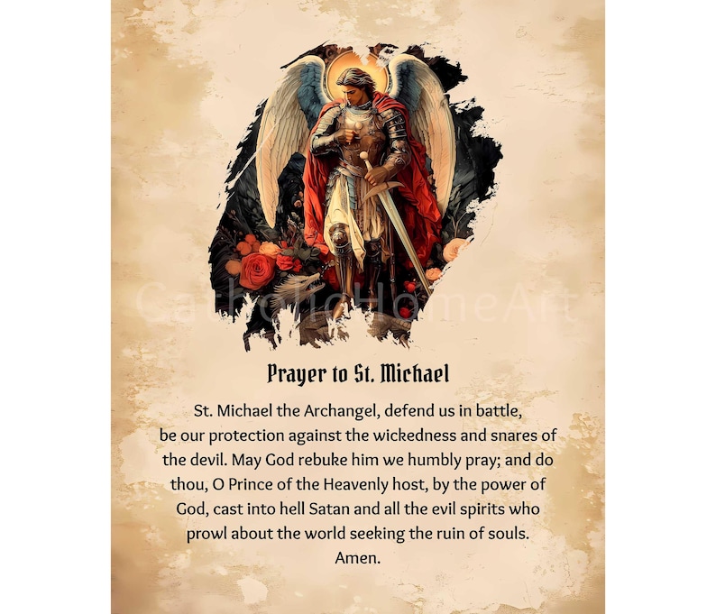 Prayer to St. Michael for Protection Printable Wall Art, Saint Michael ...