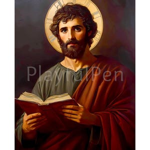 Saint Matthew Wall Art Printable, Jesus Christ Apostle Evangelist Catholic Printable Poster Print, Religious Art, Instant Digital Download