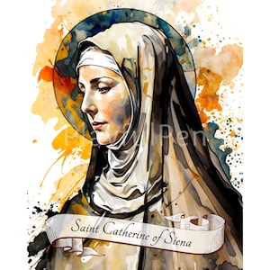 Saint Catherine of Siena Printable Wall Art Print, Digital Download Christian Catholic Poster, Religious Art Home Office Decor