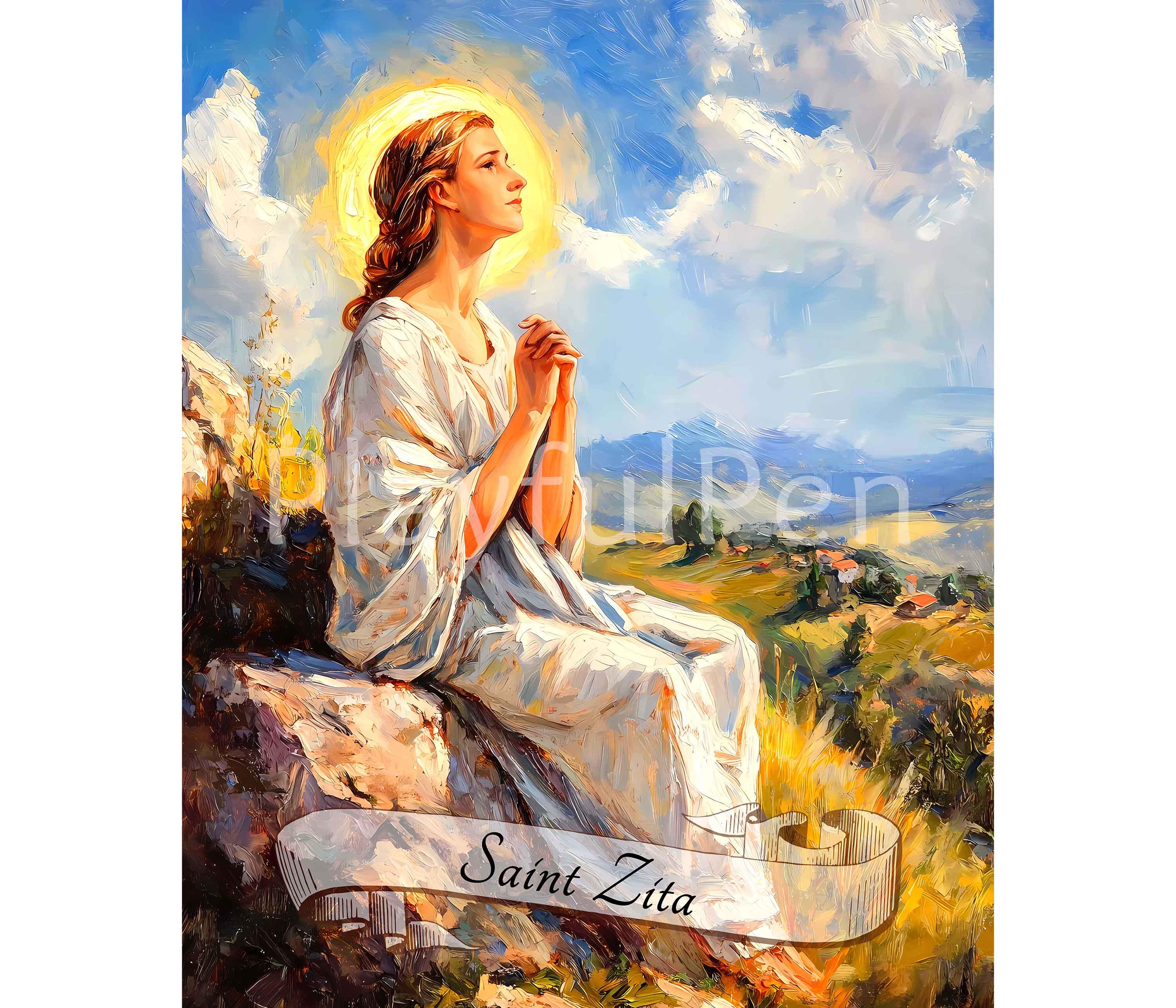 St Zita Wall Art Print, Saint Zita of Lucca Picture Digital