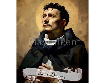 Saint Dominic de Guzman afdrukbare Wall Art Print, digitale download christelijk-katholieke poster, religieuze kunst Home Office Decor