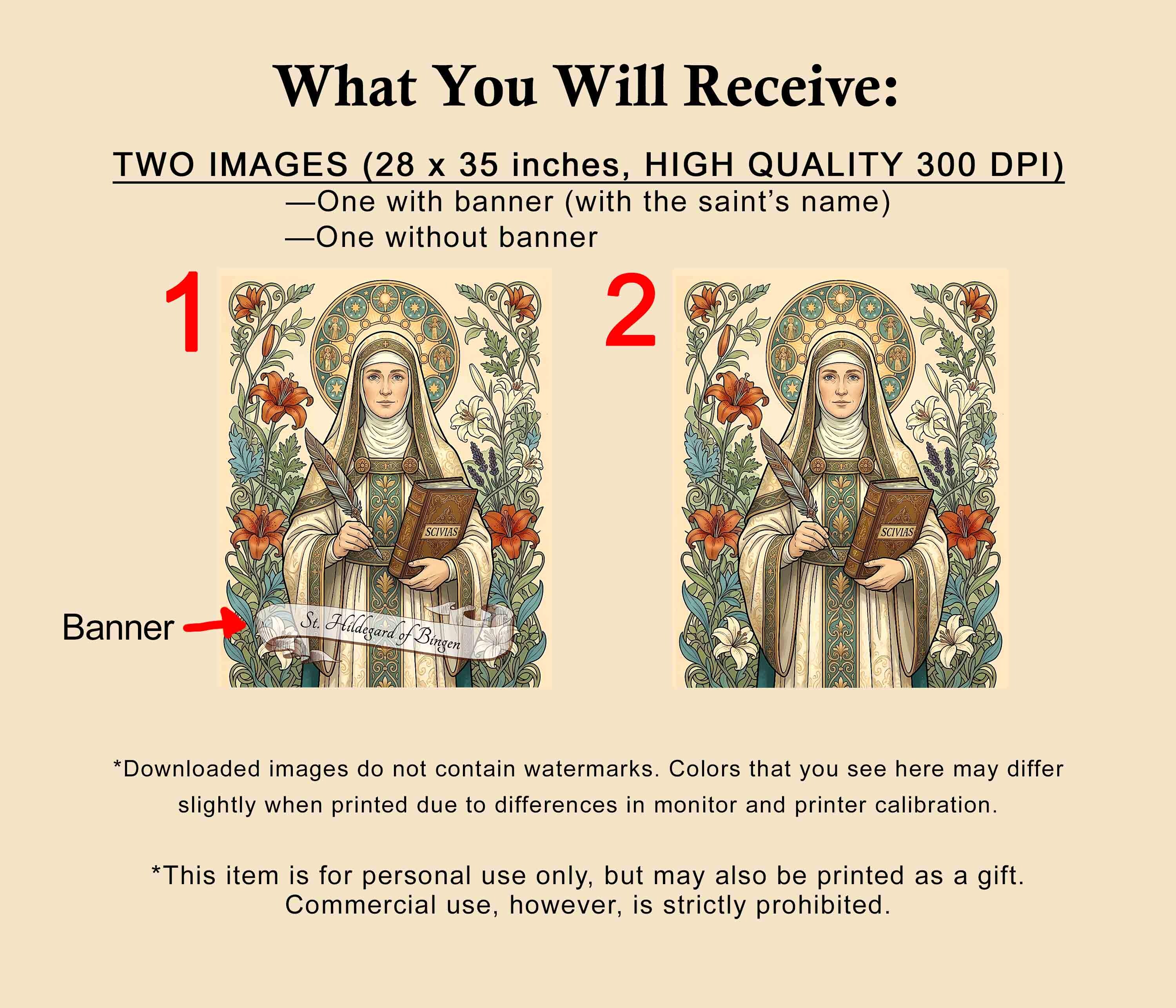 St Hildegard of Bingen Wall Art Printable, Religious Poster ...