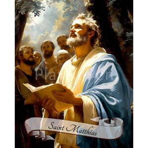 St Matthias Printable Wall Art, Saint Matthias Apostle Catholic Poster Print, New Testament Evangelist Christian Art, Digital Download