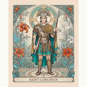 Saint Longinus druckbare Wandkunst, St Longinus römischer Soldat Druck, christlich-katholische religiöse Kunst Wohnkultur Geschenk, digitaler Download