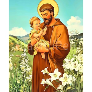 Saint Joseph Wall Art, Catholic Printable Poster Print, Christian Religious Catholic Art Digital Download