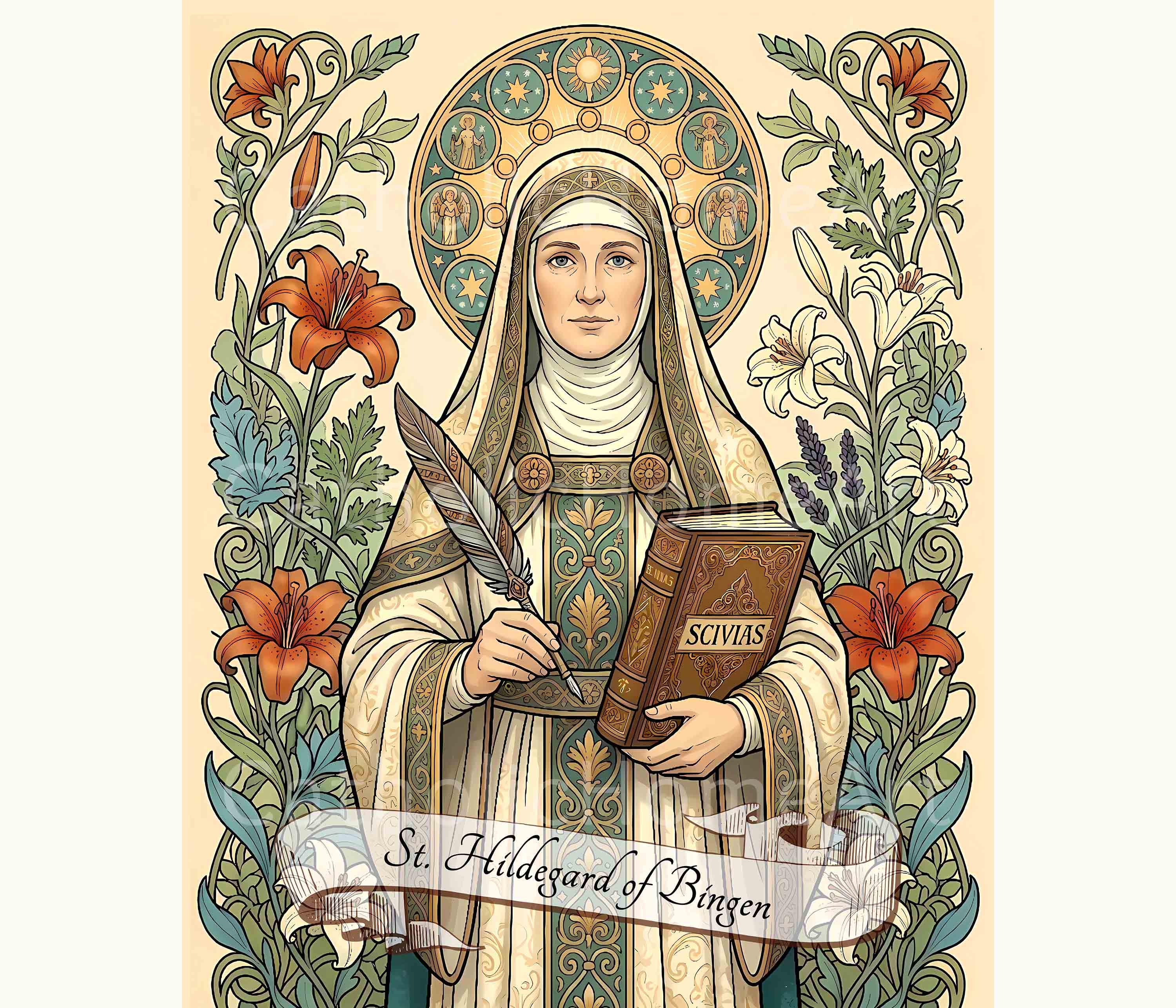 St Hildegard of Bingen Wall Art Printable, Religious Poster ...