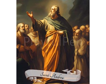 St Andrew the Apostle Wall Art Printable, Saint Andrew Print Digital Download, Christian Catholic Poster, Religious Art Home Office Decor