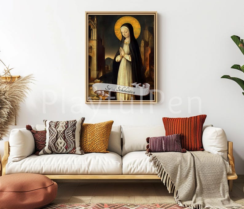 Saint Scholastica Printable Wall Art, Catholic Poster Print, Christian ...