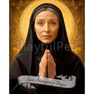 Saint Hildegard of Bingen Art Print, Catholic Religious Icon (digital ...