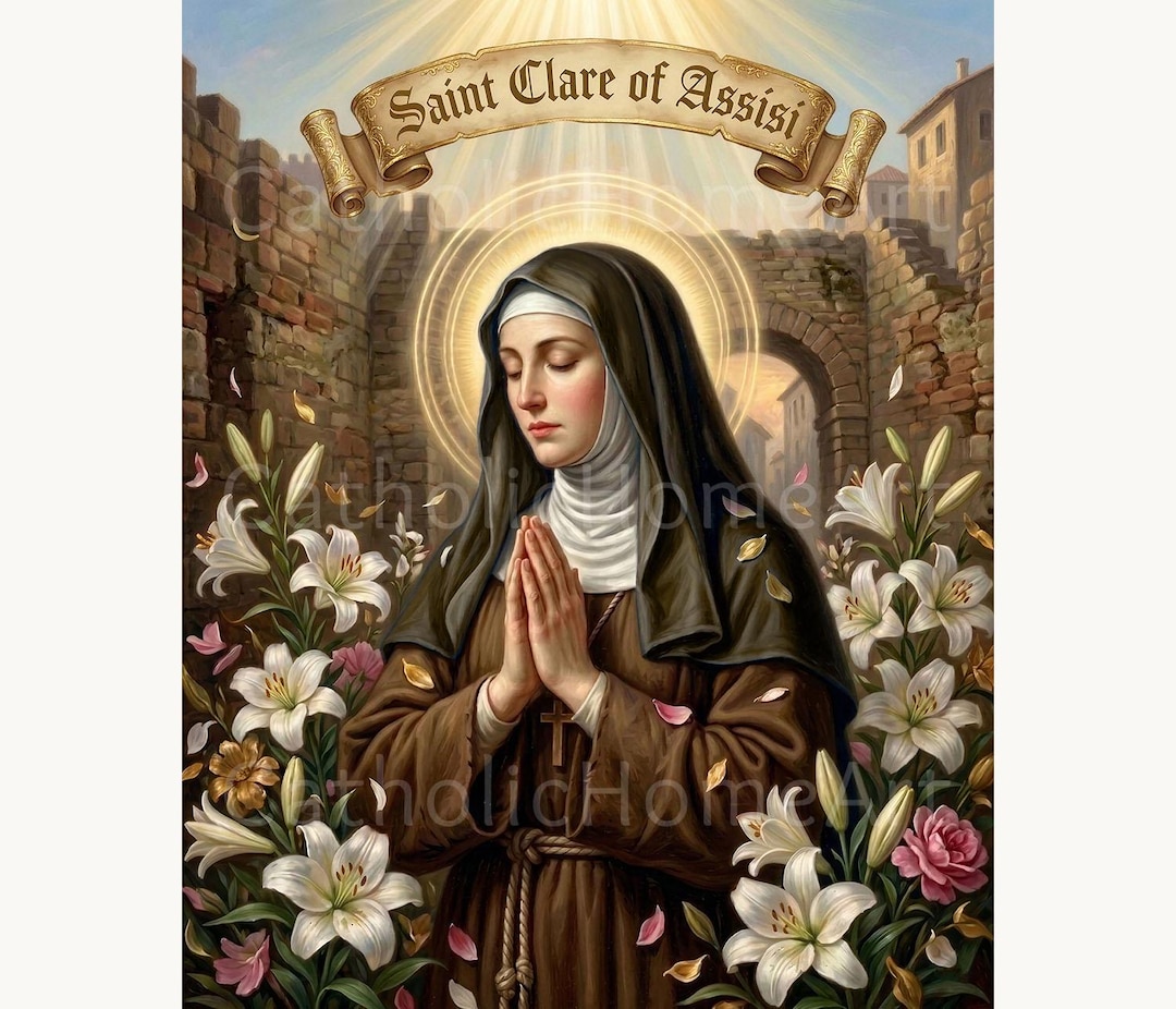 St. Clare Wall Art Printable, Saint Clare of Assisi Religious Poster ...