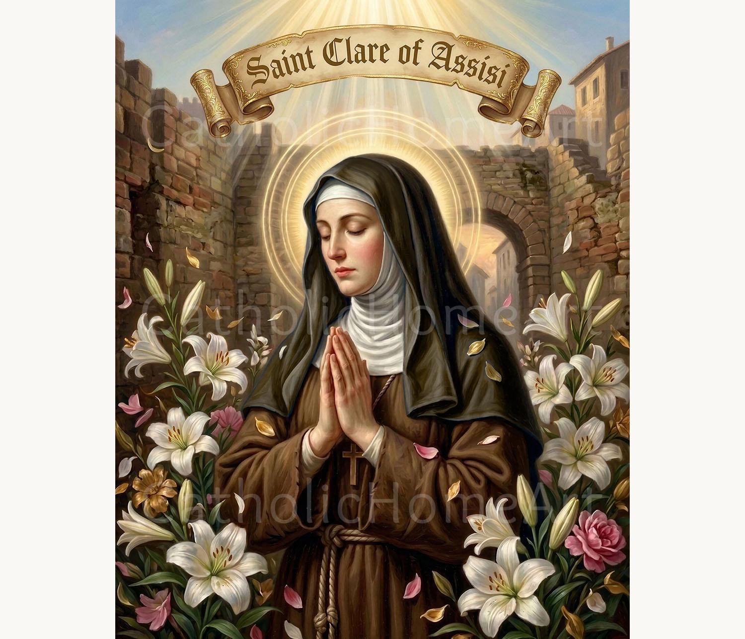St. Clare Wall Art Printable, Saint Clare of Assisi Religious Poster ...