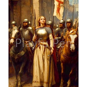 Joan of Arc Wall Art Printable, St Joan of Arc Print, Saints Digital Download, Saint Joan Christian Catholic Art Poster, Home Office Decor