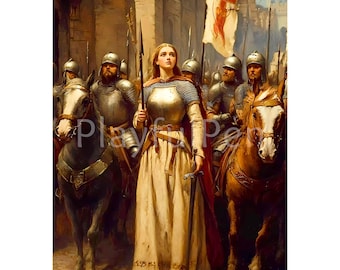 ジャンヌ・ダルクがフランスを救ったイラストアートポスターデジタル