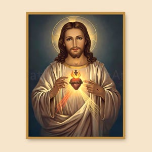 Sacred Heart of Jesus Printable Wall Art, Divine Mercy Catholic Devotion Christian Print, Consecration to the Sacred Heart, Digital Download