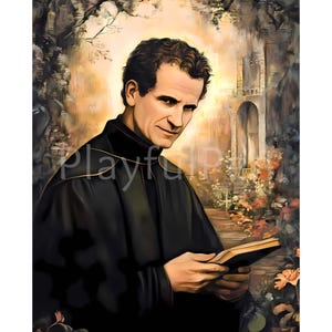 St John Bosco Wall Art Printable, Saint Don Bosco Priest Catholic Educator Poster Print, Salesians of Don Bosco, Digital Download #9302