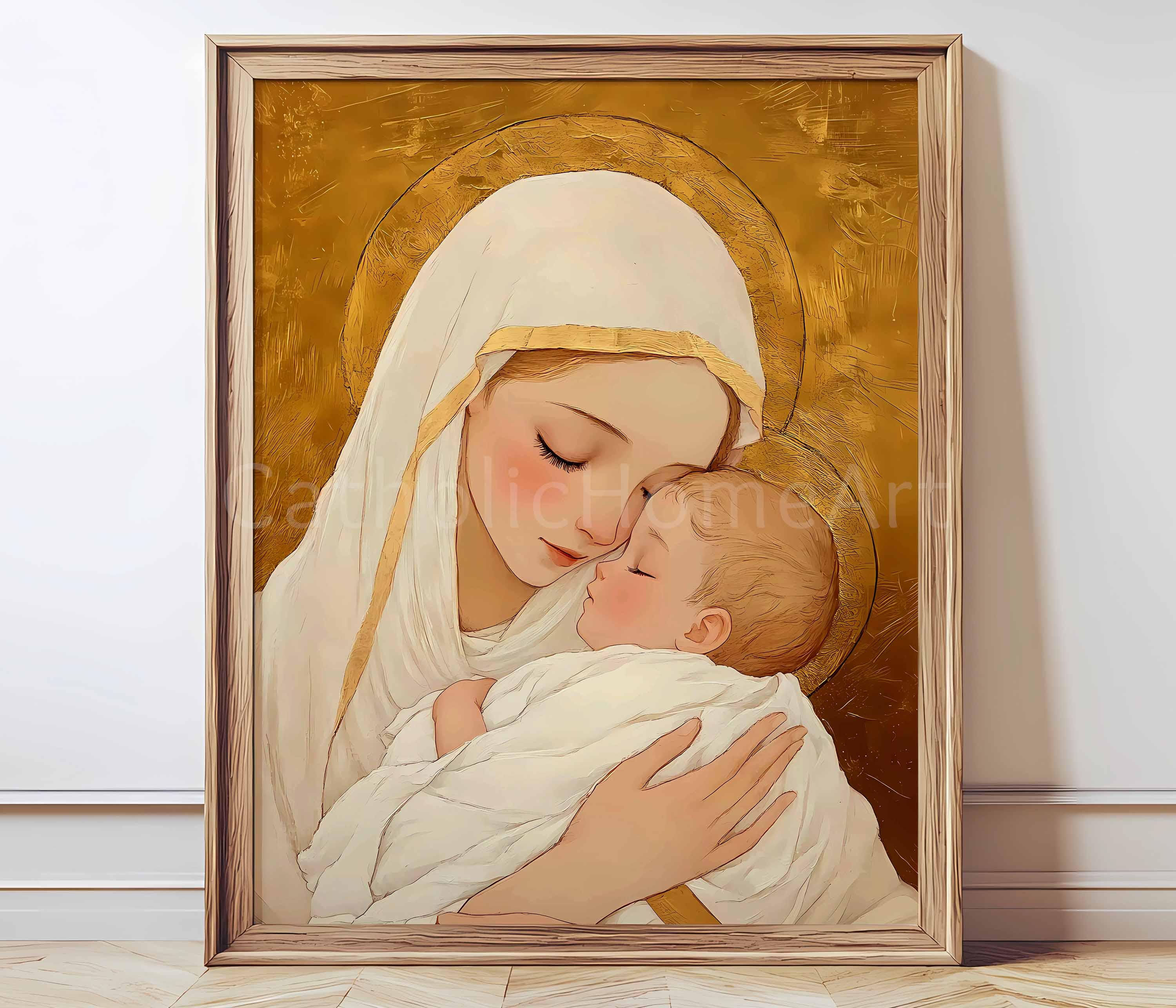 マリアと幼子イエスの印刷可能な壁アート、幼子イエスとマリアの