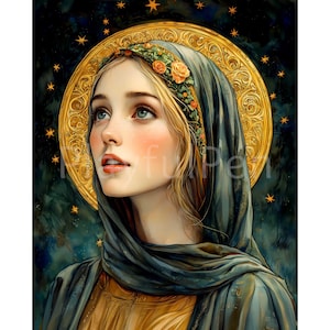 Saint Hildegard of Bingen Printable Wall Art, Catholic Poster Print, Christian Religious Art Digital Download