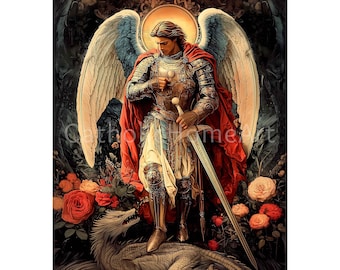 Saint Michael the Archangel Printable Wall Art, St Michael Catholic Poster Print, Christian Religious, Catholic Printable, Digital Download
