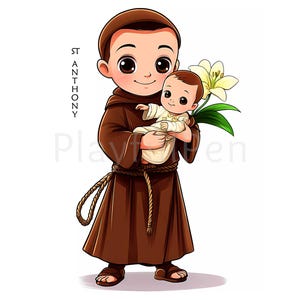 Saint Anthony of Padua Wall Art Printable , St Anthony Print, Franciscan Saints Digital Download, Christian Catholic Poster, Religious Art