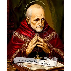 St Alphonsus Liguori Wall Art Printable, Saint Alphonsus de Liguori Catholic Poster Print Christian Art, Catholic Printable Digital Download
