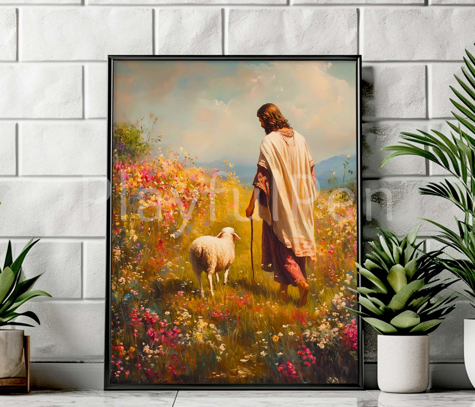 Jesus and the Lost Sheep Printable Wall Art Print, Christ Sheep Poster ...