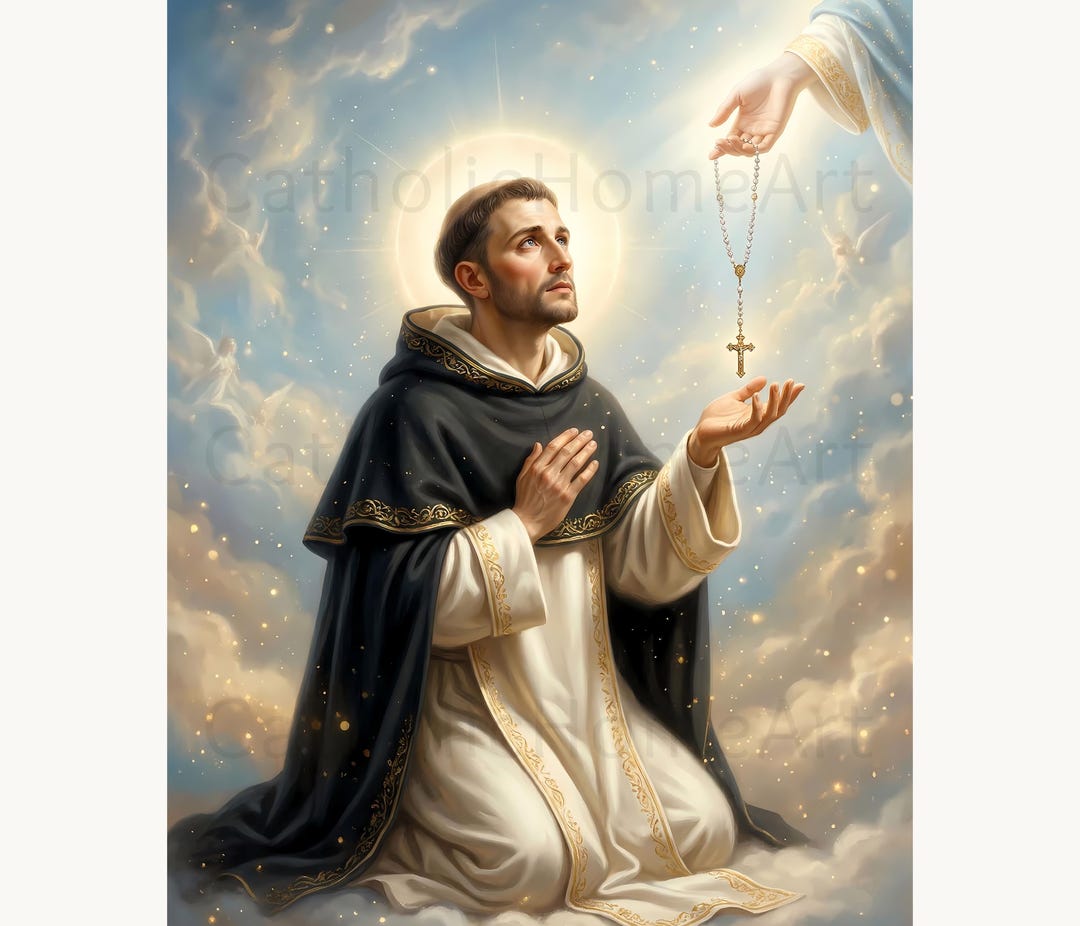 St. Dominic and the Rosary Artwork Printable, Wall Art Decor, Dominican ...