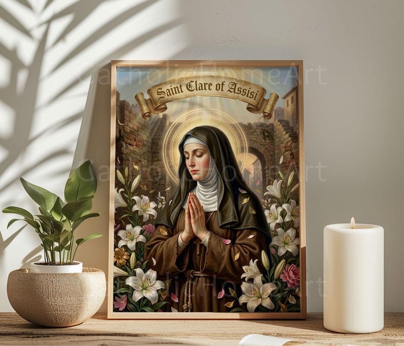 St. Clare Wall Art Printable, Saint Clare of Assisi Religious Poster ...