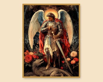 Saint Michael the Archangel Printable Wall Art, St Michael Catholic Poster Print, Christian Religious, Catholic Printable, Digital Download