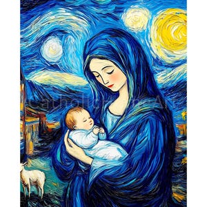 Madonna mit Kind druckbare Wandkunst, Maria und Baby Jesus christliches Poster religiöser Druck, Mutter und Kind Jesus Malerei Sofort-Download