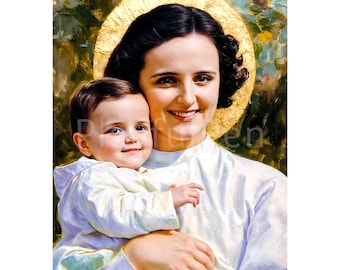 St Gianna Beretta Molla Wall Art Printable, Patron Saint of Physicians Doctors, Catholic Printable Poster Religious Print, Digital Download