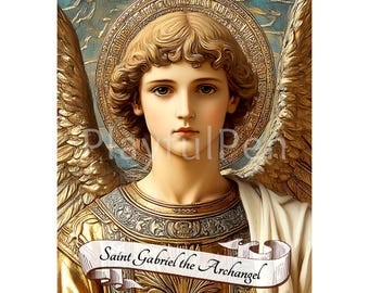 Saint Gabriel the Archangel Printable Wall Art, Catholic Poster Religious Saints Art Print, St Gabriel Poster, Instant Digital Download