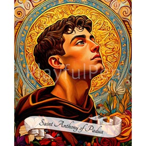 Saint Anthony of Padua Printable Wall Art Print, Digital Download Christian Catholic Poster, Religious Art