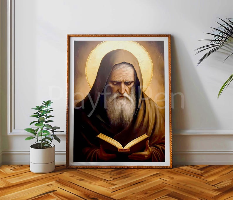 St Benedict of Nursia Wall Art Printable, Eastern Orthodox Religious ...