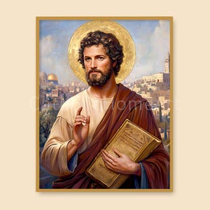 Saint Luke Wall Art Printable, St Luke the Evangelist Jesus Disciple Catholic Printable Poster Print, Religious Home Decor Digital Download