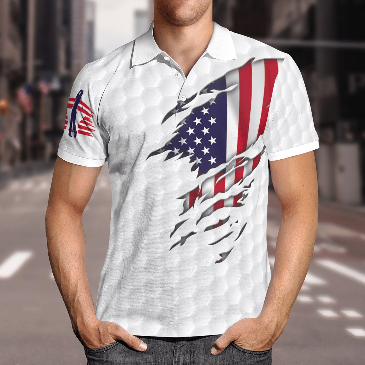 USA Golf Full Printing Polo Shirt America Golf All Over Print | Etsy