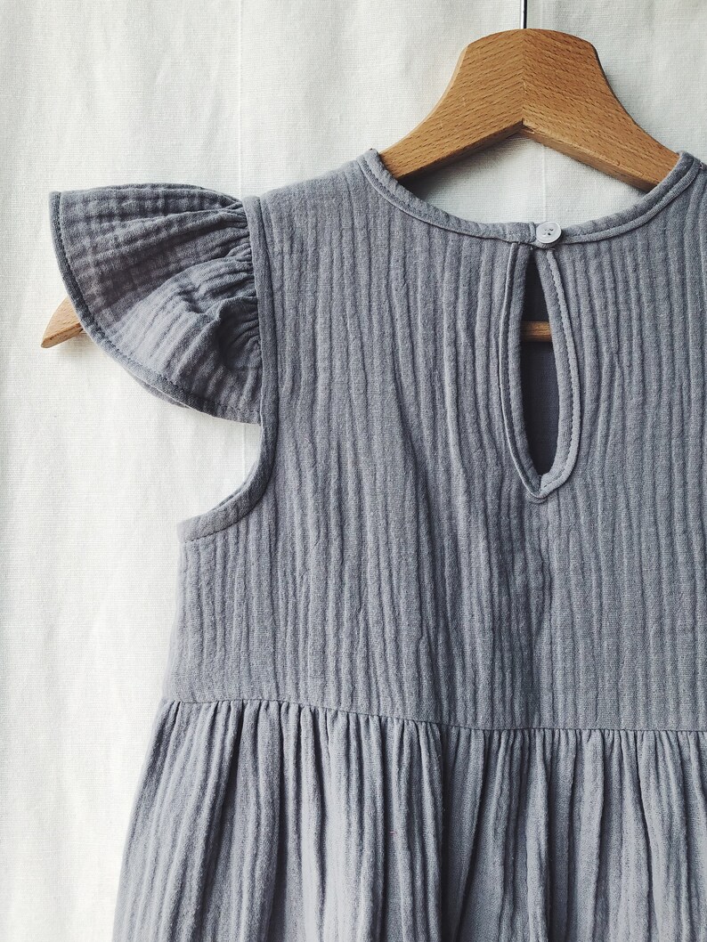 Organic Cotton Muslin Grey Dress With Wings - Etsy