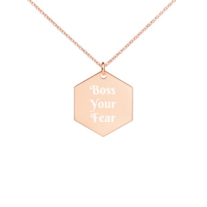 Boss Your Fear&quot; Engraved Chain Necklace